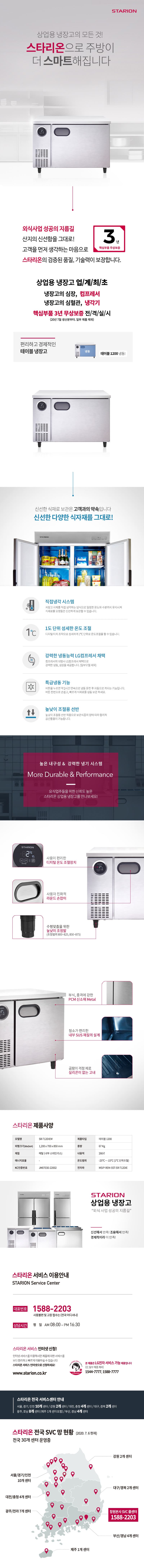 [스타리온] 직냉식 1200 테이블 냉동고 266L (내부스텐) (36) SR-T12DIEM 상세 이미지 1
